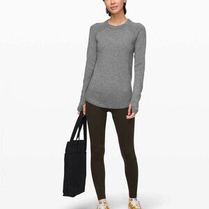 Lululemon Sit In Lotus Sweater Merino Wool Grey Long Sleeve Crew Neck Top XS